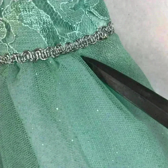 Healthtex Dress Toddler 3T Aqua Blue Lace Tulle Party Formal Sparkles Lined - Picture 5 of 11